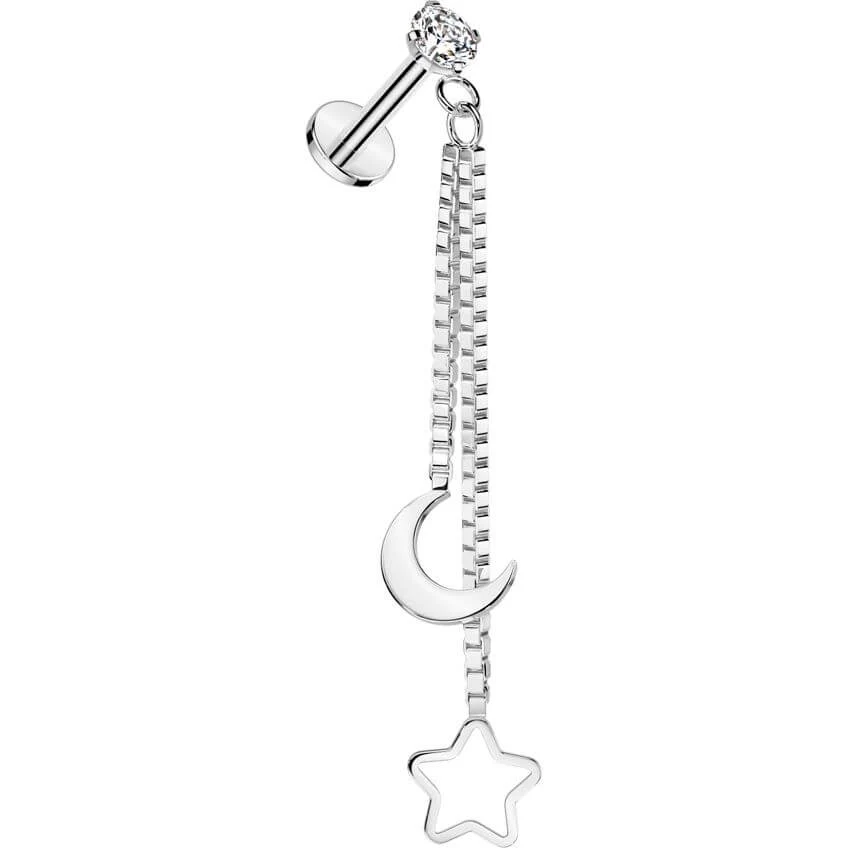 Labret Zunehmender Mond Hohl Stern Anhänger Innengewinde - Image 5