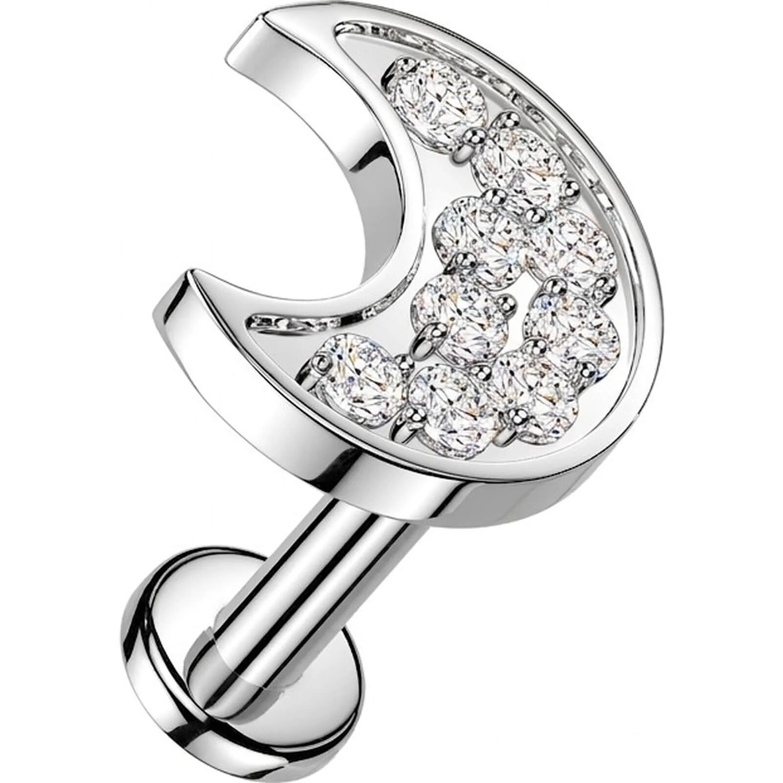 Labret Pavé Zirkonia Mondsichel Innengewinde