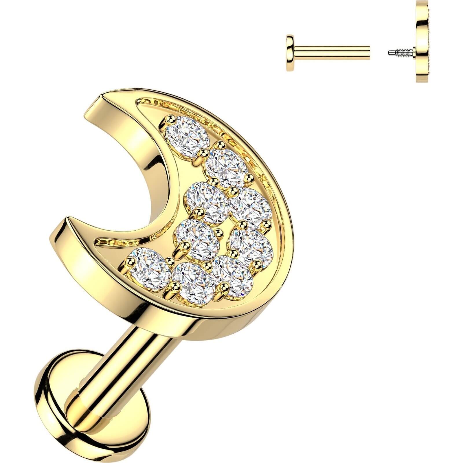 Labret Pavé Zirkonia Mondsichel Innengewinde - Image 2