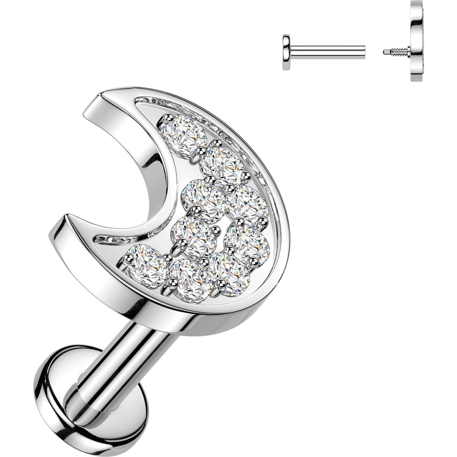 Labret Pavé Zirkonia Mondsichel Innengewinde - Image 3