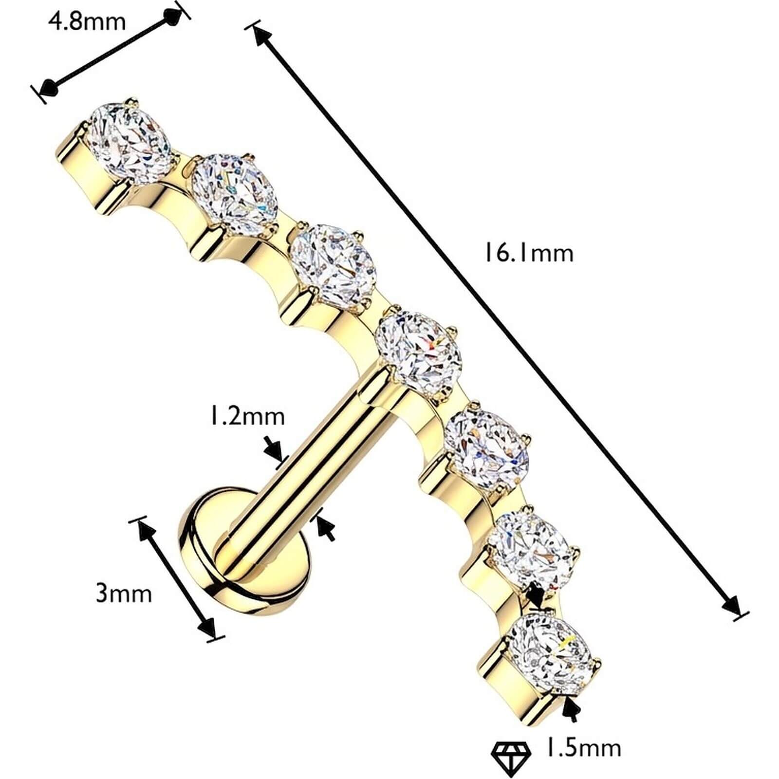Labret 7 gebogene Zirkonia Krappenfassung Innengewinde - Image 4