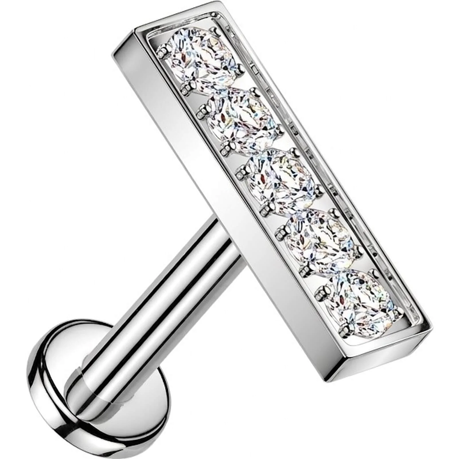 Labret 5 Zirkonia Stab Krappenfassung Innengewinde