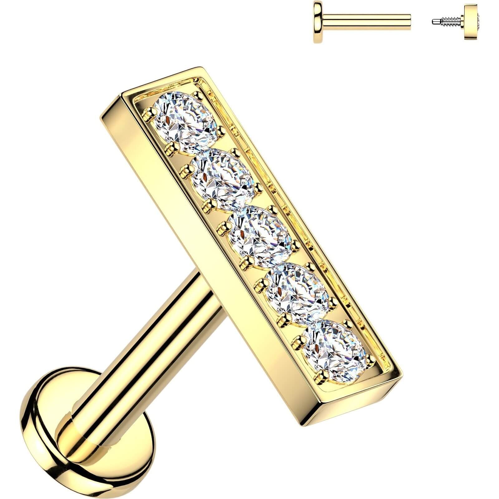Labret 5 Zirkonia Stab Krappenfassung Innengewinde - Image 2