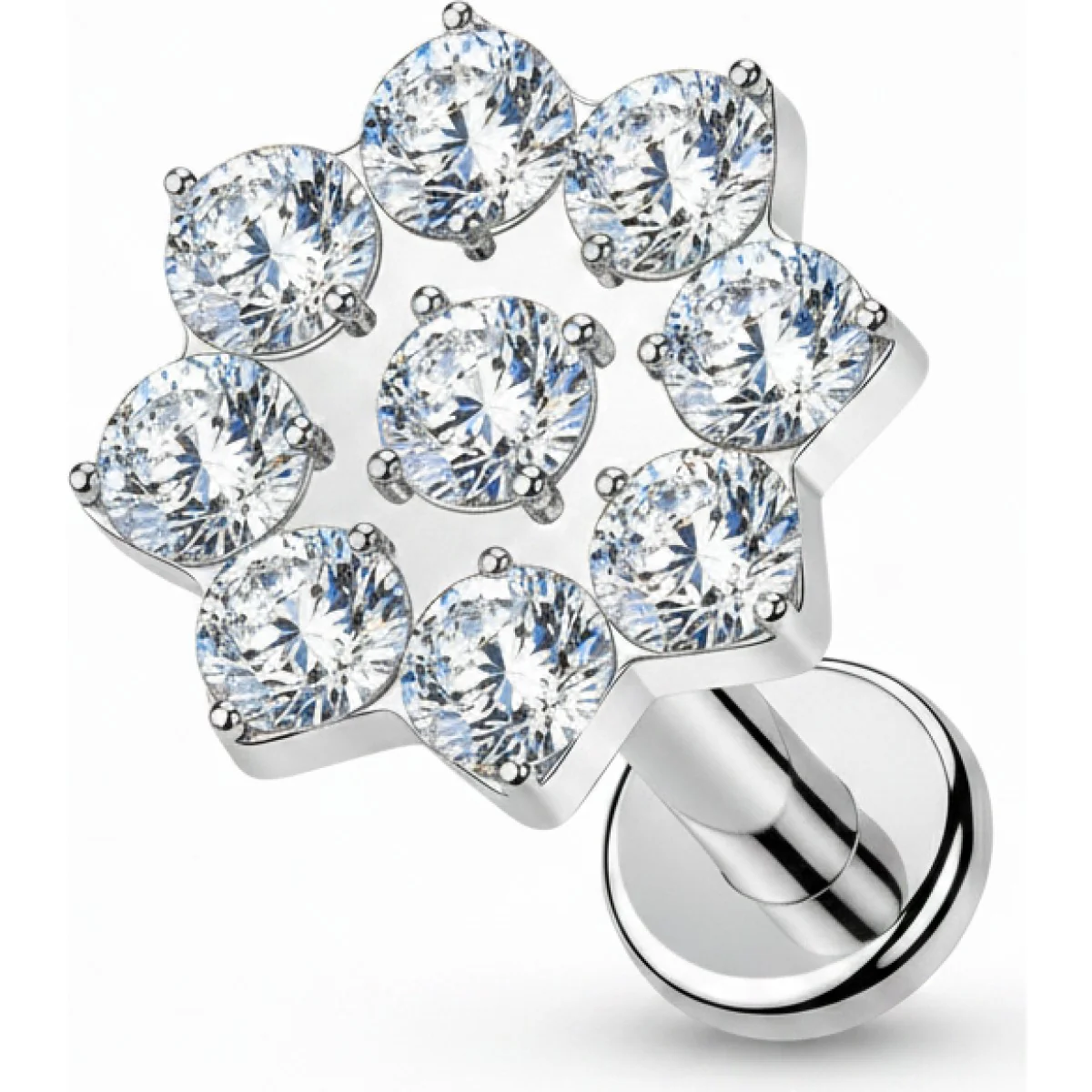 Labret 9 Zirkonia Blume Innengewinde