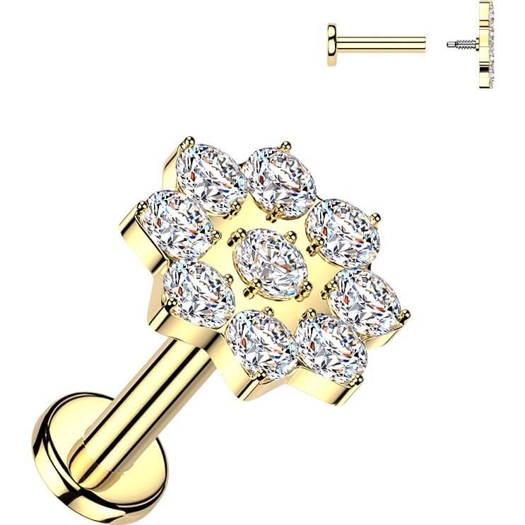 Labret 9 Zirkonia Blume Innengewinde - Image 3