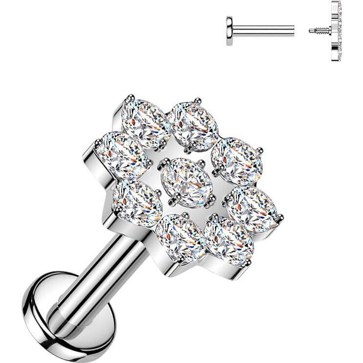 Labret 9 Zirkonia Blume Innengewinde - Image 4