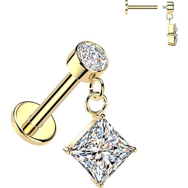 Labret Zirkoniaform Zirkonia Anhänger Zargenfassung Innengewinde - Image 3