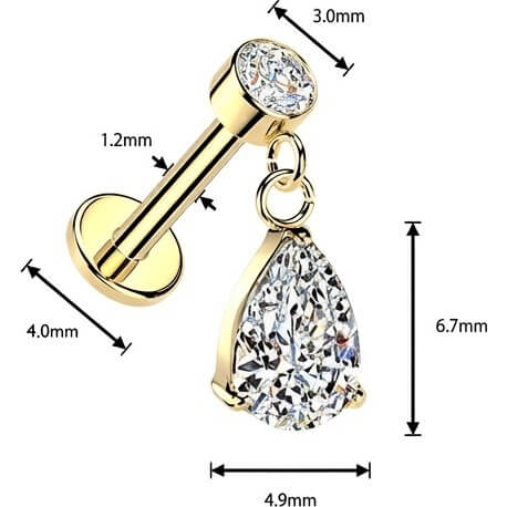 Labret Birne Zirkonia Anhänger Zargenfassung Innengewinde - Image 2