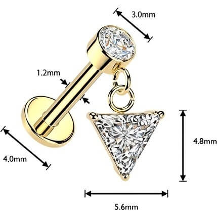 Labret Dreieck Zirkonia Anhänger Zargenfassung Innengewinde - Image 2