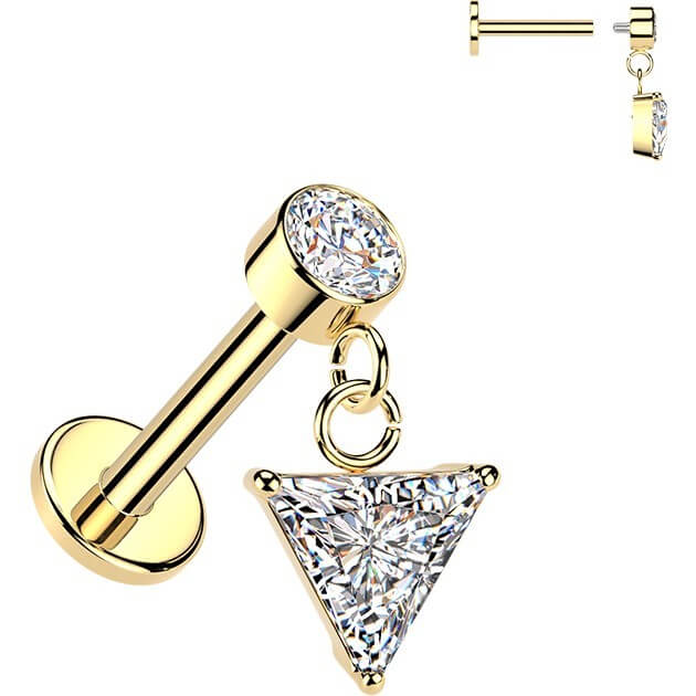Labret Dreieck Zirkonia Anhänger Zargenfassung Innengewinde - Image 3