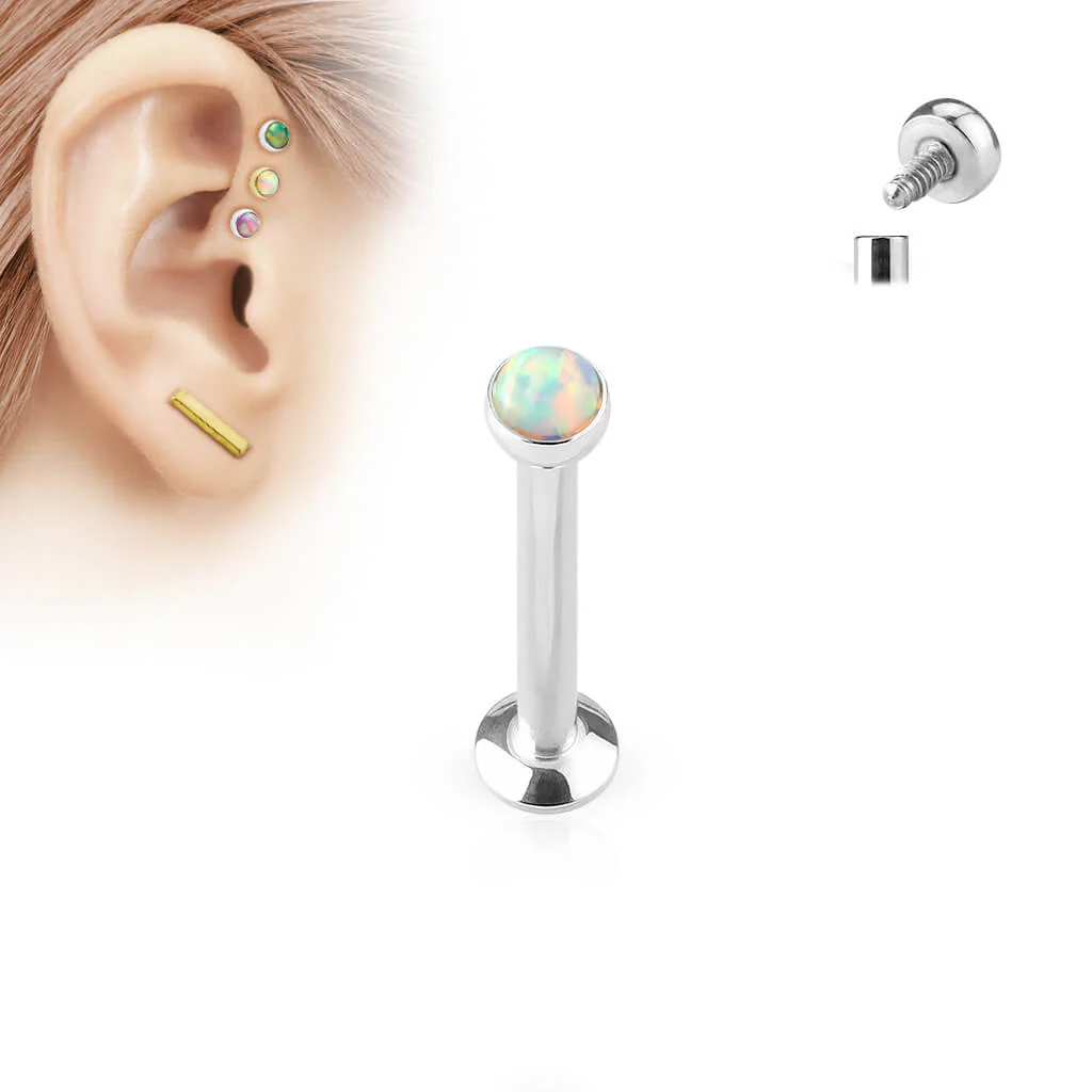 Labret Opal Flach Silber Innengewinde - Image 4