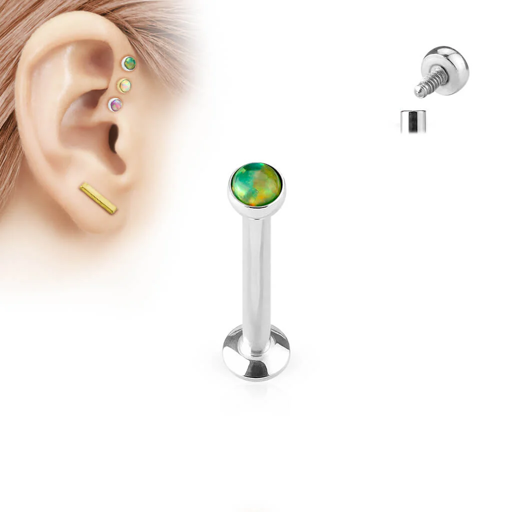 Labret Opal Flach Silber Innengewinde - Image 5