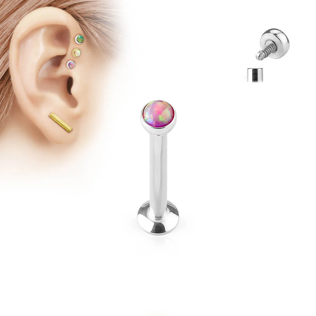 Labret Opal Flach Silber Innengewinde - Image 6