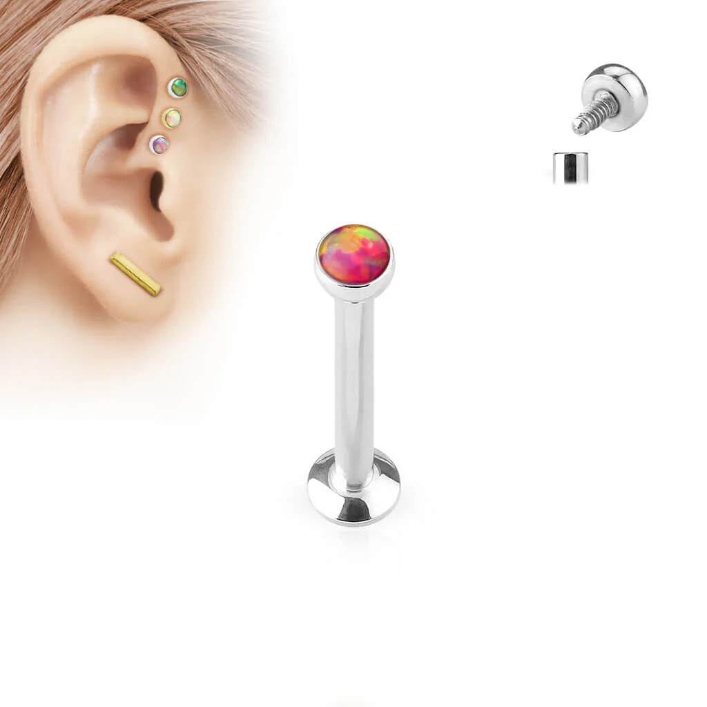 Labret Opal Flach Silber Innengewinde - Image 7