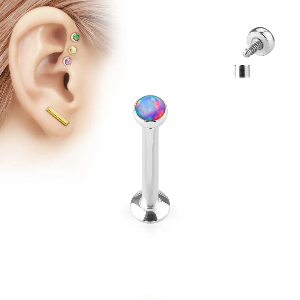 Labret Opal Flach Silber Innengewinde - Image 8