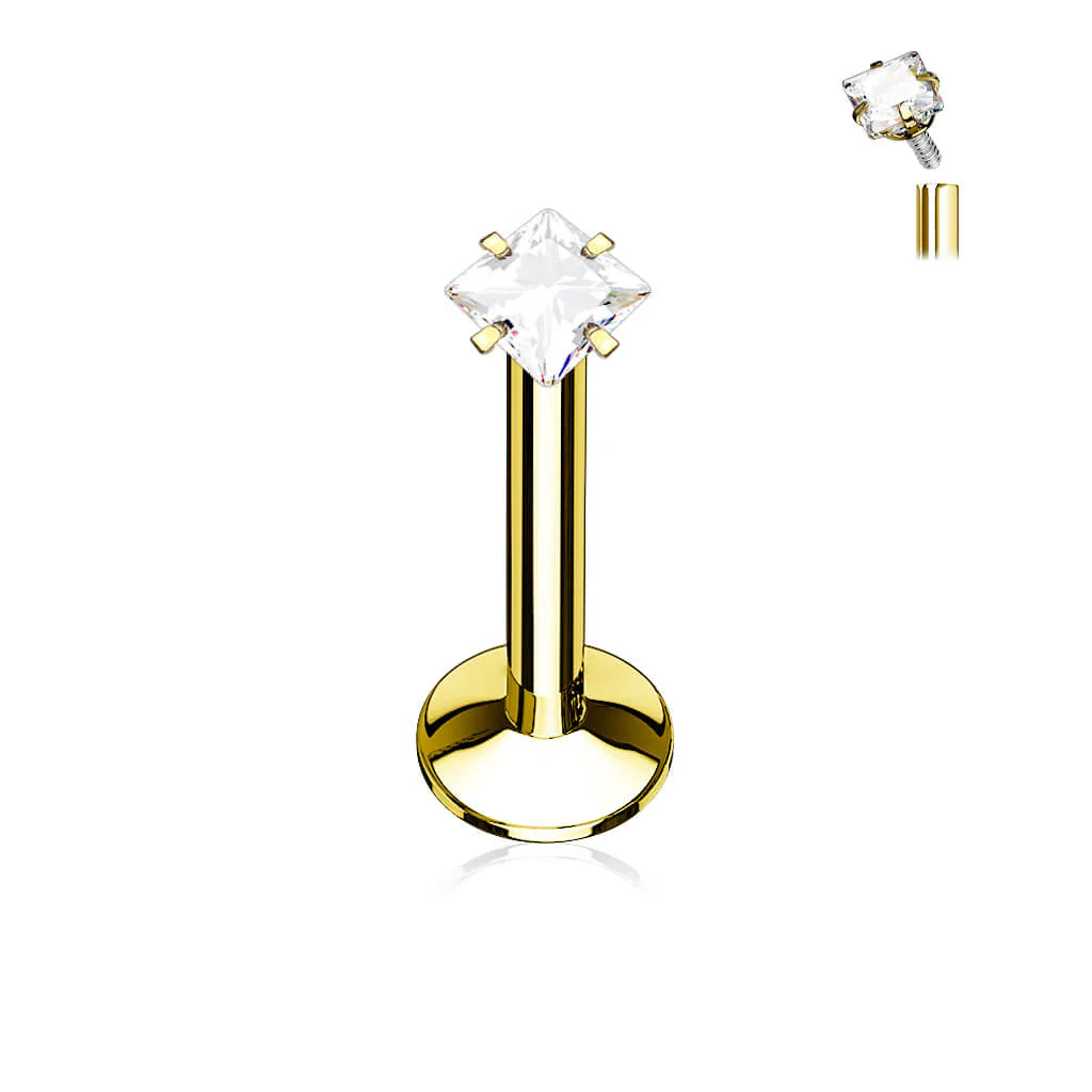 Labret Quadrat Zirkonia PVD Innengewinde - Image 2