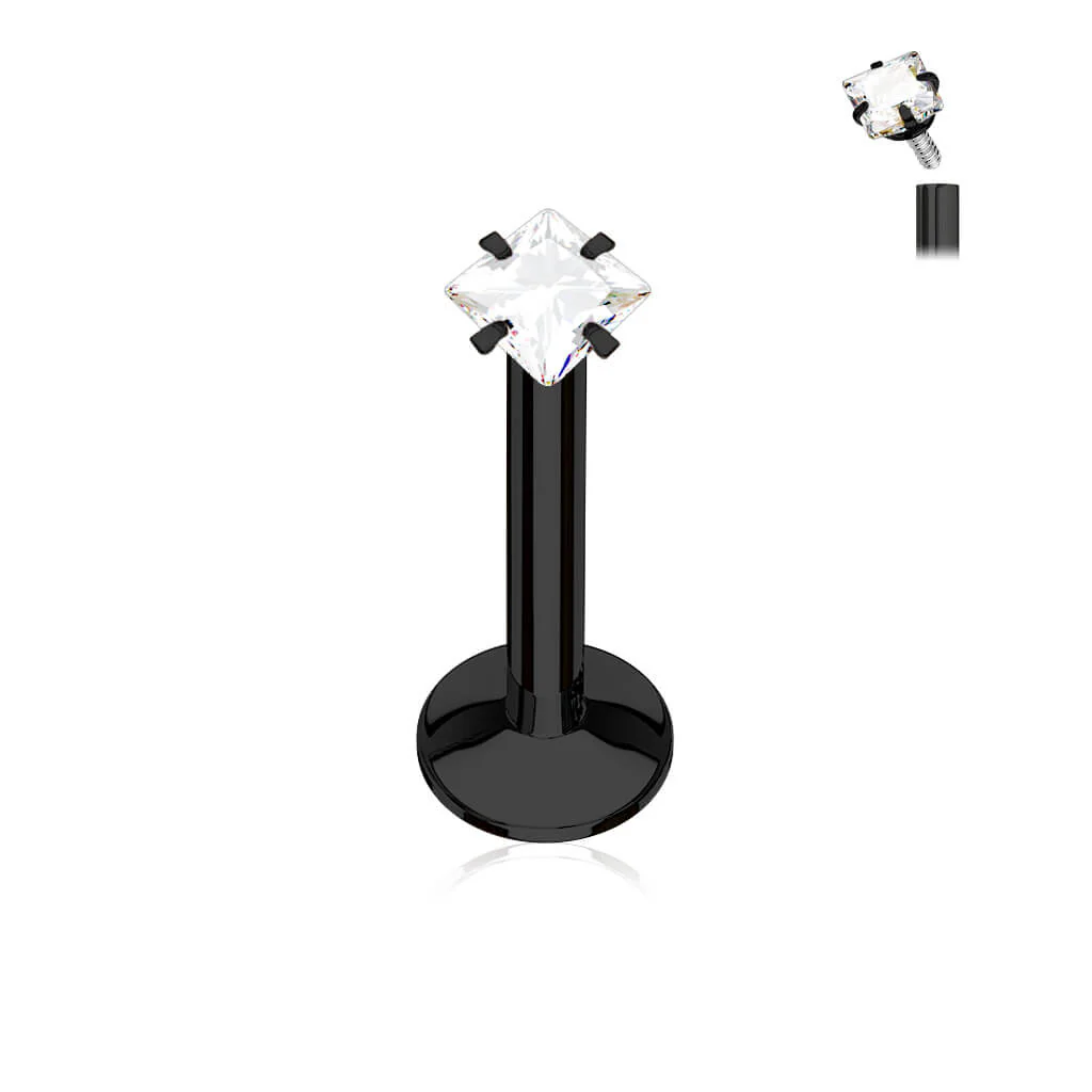 Labret Quadrat Zirkonia PVD Innengewinde - Image 3