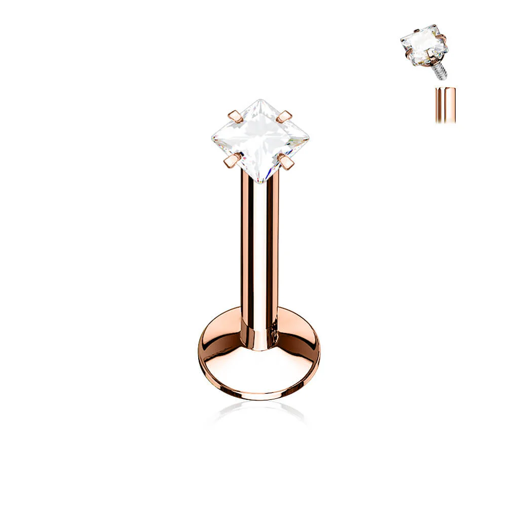Labret Quadrat Zirkonia PVD Innengewinde - Image 4