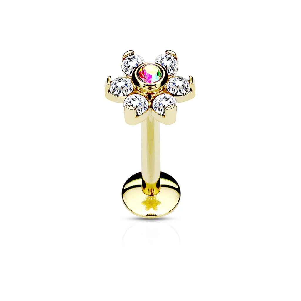 Labret Blume Zirkonia PVD Innengewinde - Image 2