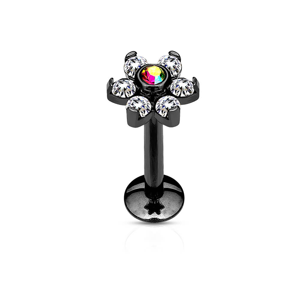 Labret Blume Zirkonia PVD Innengewinde - Image 3