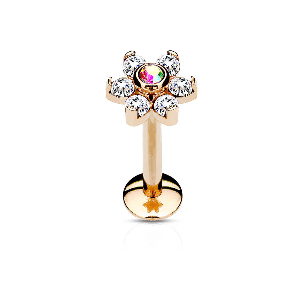 Labret Blume Zirkonia PVD Innengewinde - Image 4