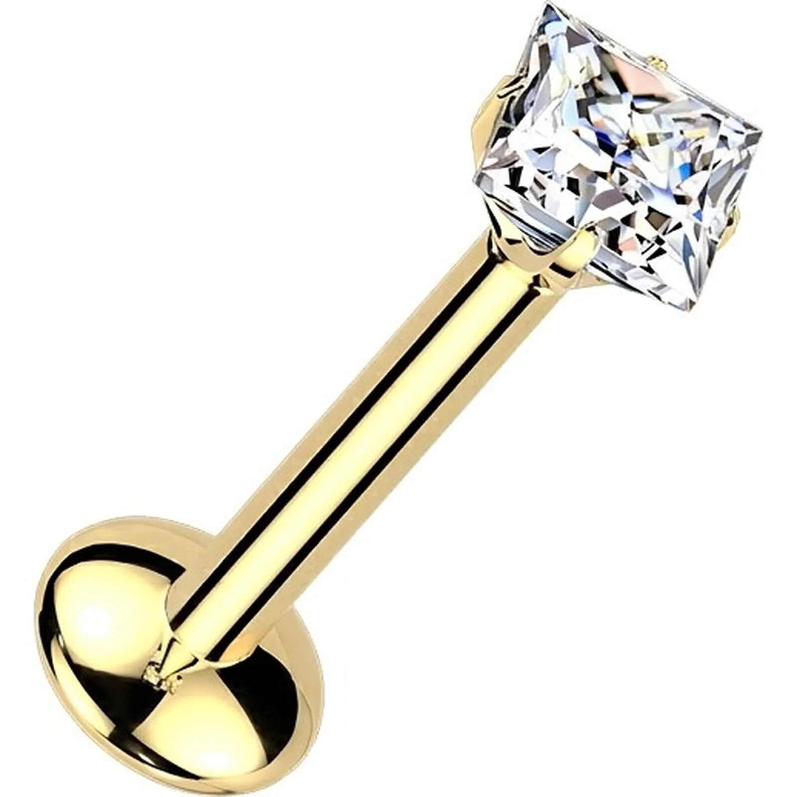 Titan Labret quadratischer Moissanit Push-In