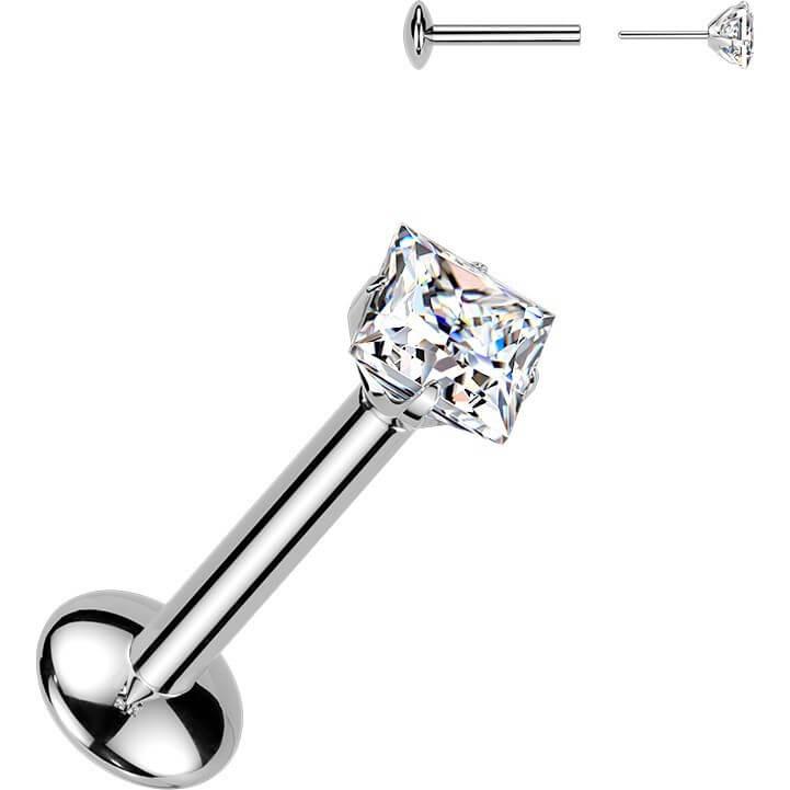 Titan Labret quadratischer Moissanit Push-In - Image 3