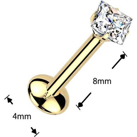 Titan Labret quadratischer Moissanit Push-In - Image 4