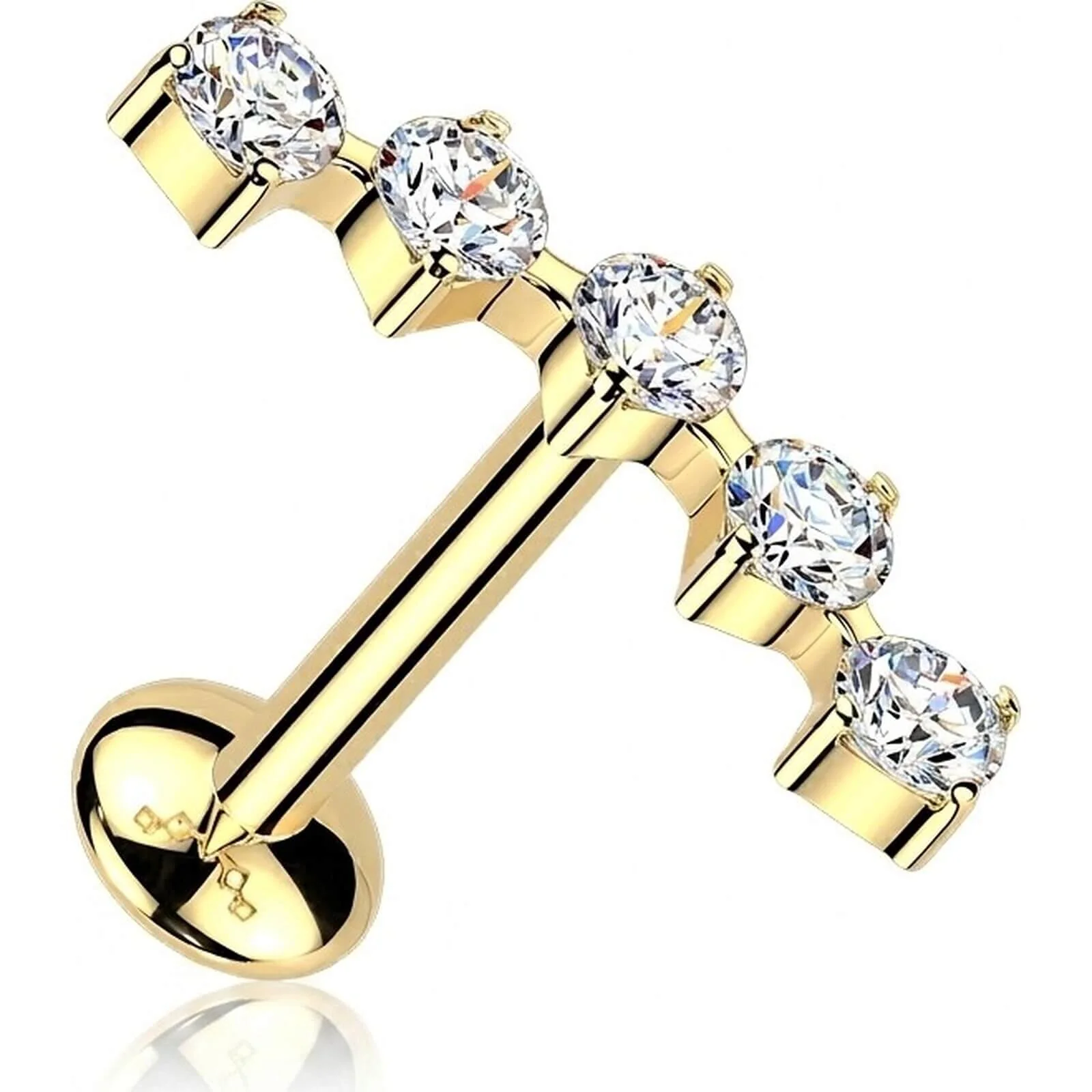 Titan Labret gebogener Moissanit Push-In