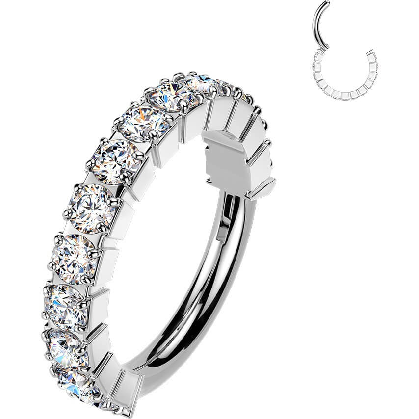Titan Ring nach außen gerichteter Pave Moissanit Clicker - Image 4