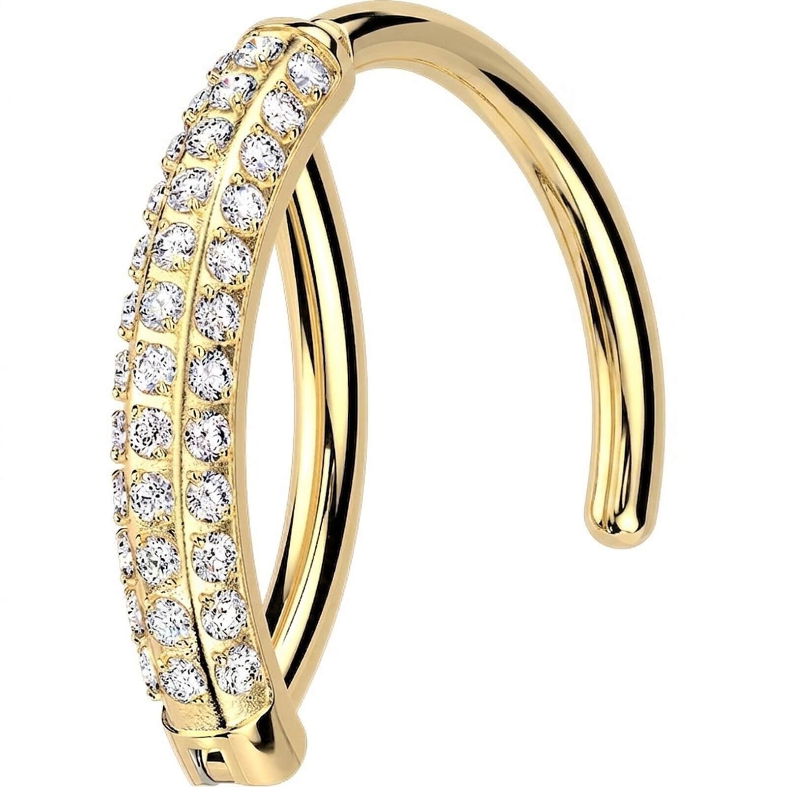 Titan Bauchnabelpiercing Pave CNC Fassung Moissanit Dreifachreihe Clicker