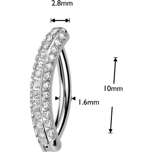 Titan Bauchnabelpiercing Pave CNC Fassung Moissanit Dreifachreihe Clicker - Image 4