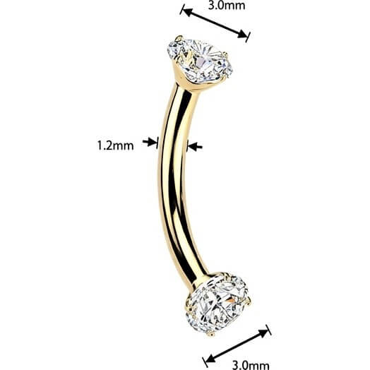 Titan Curved Barbell Krappenfassung Moissanit Innengewinde - Image 2