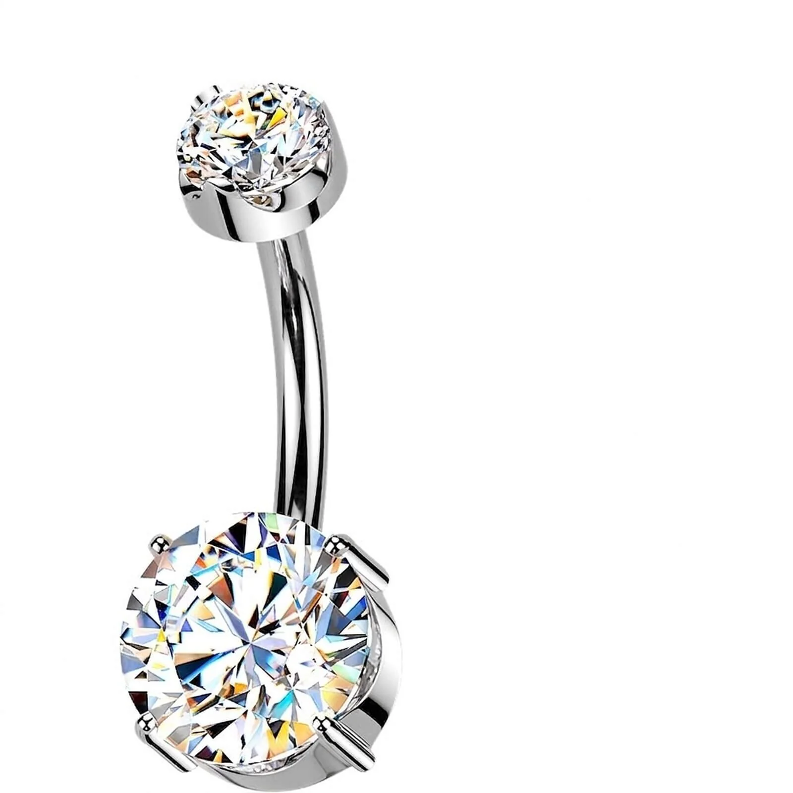 Titan Bauchnabelpiercing Moissanit Krappfassung Innengewinde