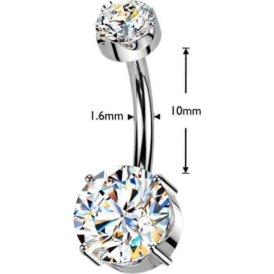 Titan Bauchnabelpiercing Moissanit Krappfassung Innengewinde - Image 2
