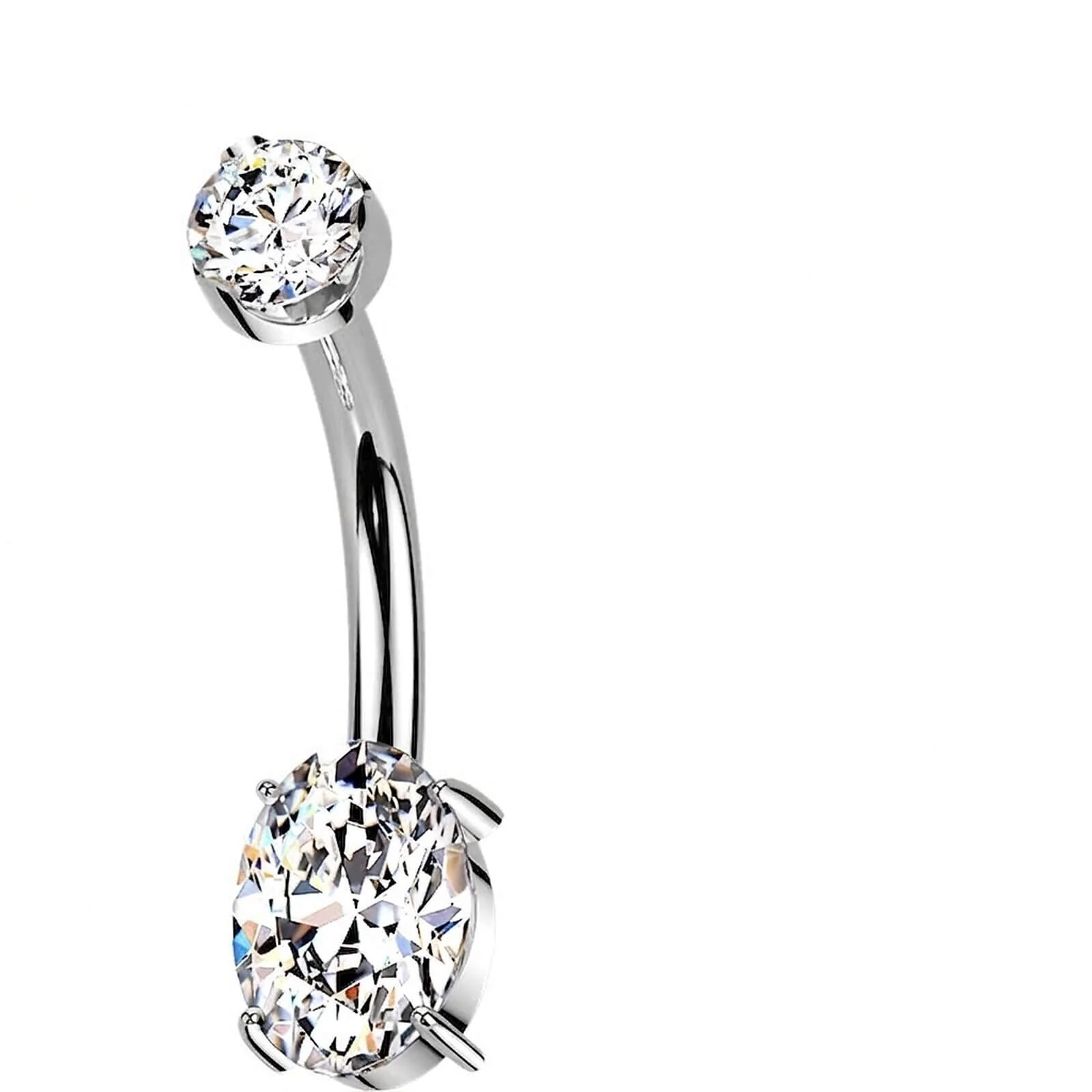 Titan Bauchnabelpiercing Moissanit oval Innengewinde