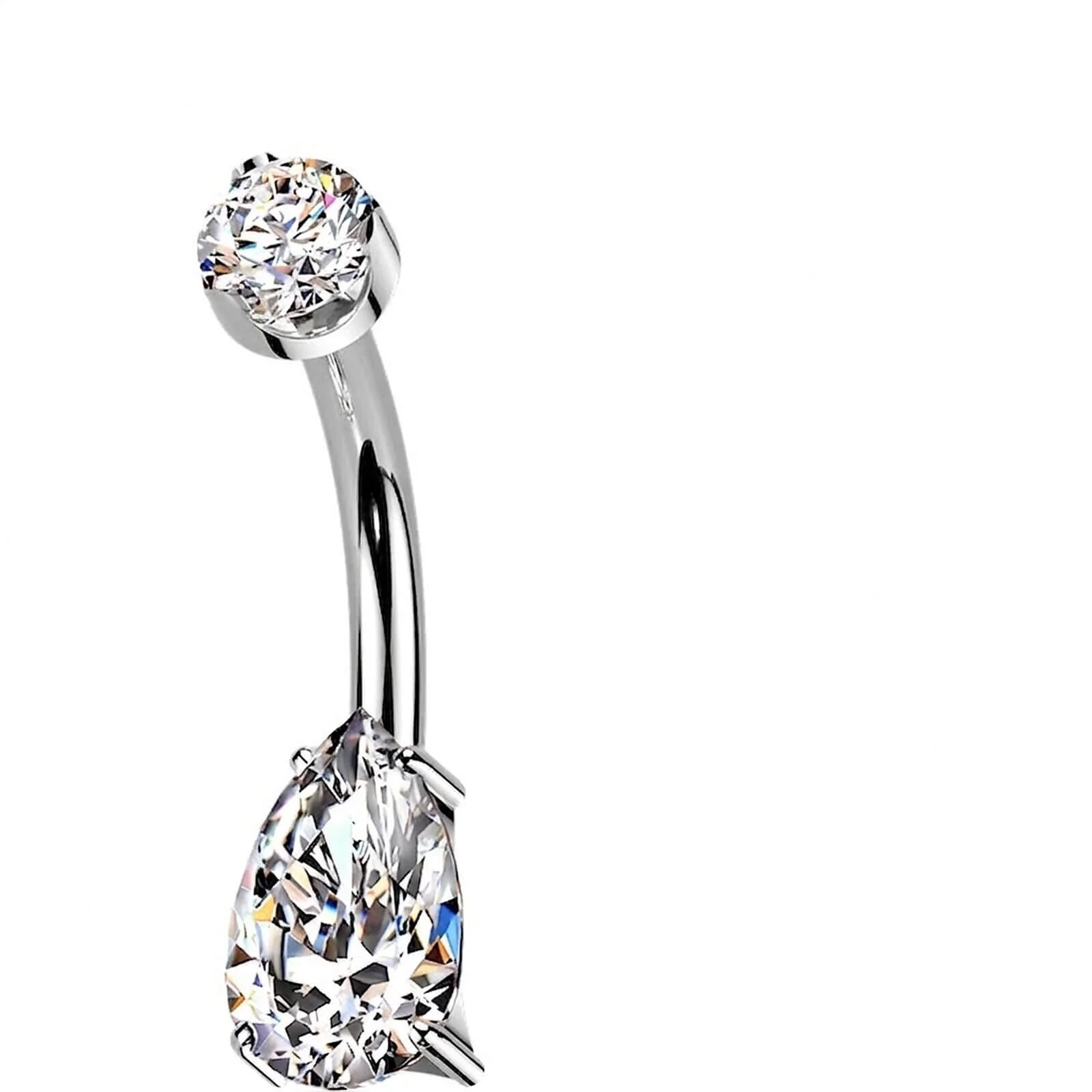 Titan Bauchnabelpiercing Tropfen Moissanit Krappfassung Innengewinde