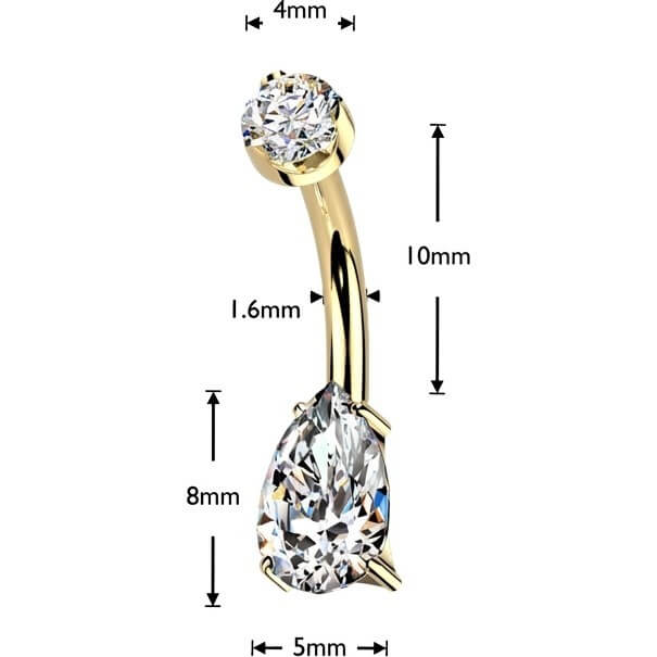 Titan Bauchnabelpiercing Tropfen Moissanit Krappfassung Innengewinde - Image 4