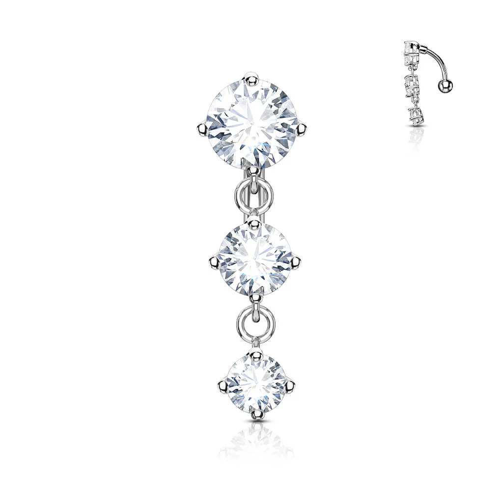 Bauchnabelpiercing Top Down 3 Zirkonia beweglich - Image 3