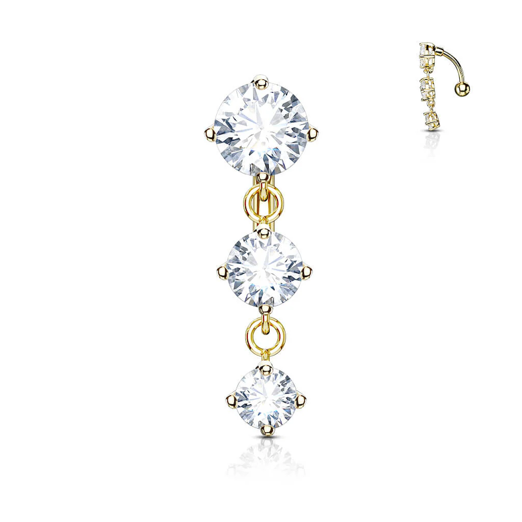 Bauchnabelpiercing Top Down 3 Zirkonia beweglich - Image 5
