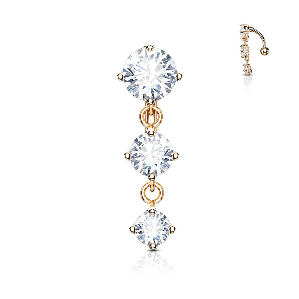 Bauchnabelpiercing Top Down 3 Zirkonia beweglich - Image 6
