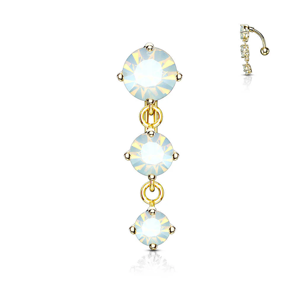 Bauchnabelpiercing Top Down 3 Zirkonia beweglich - Image 2