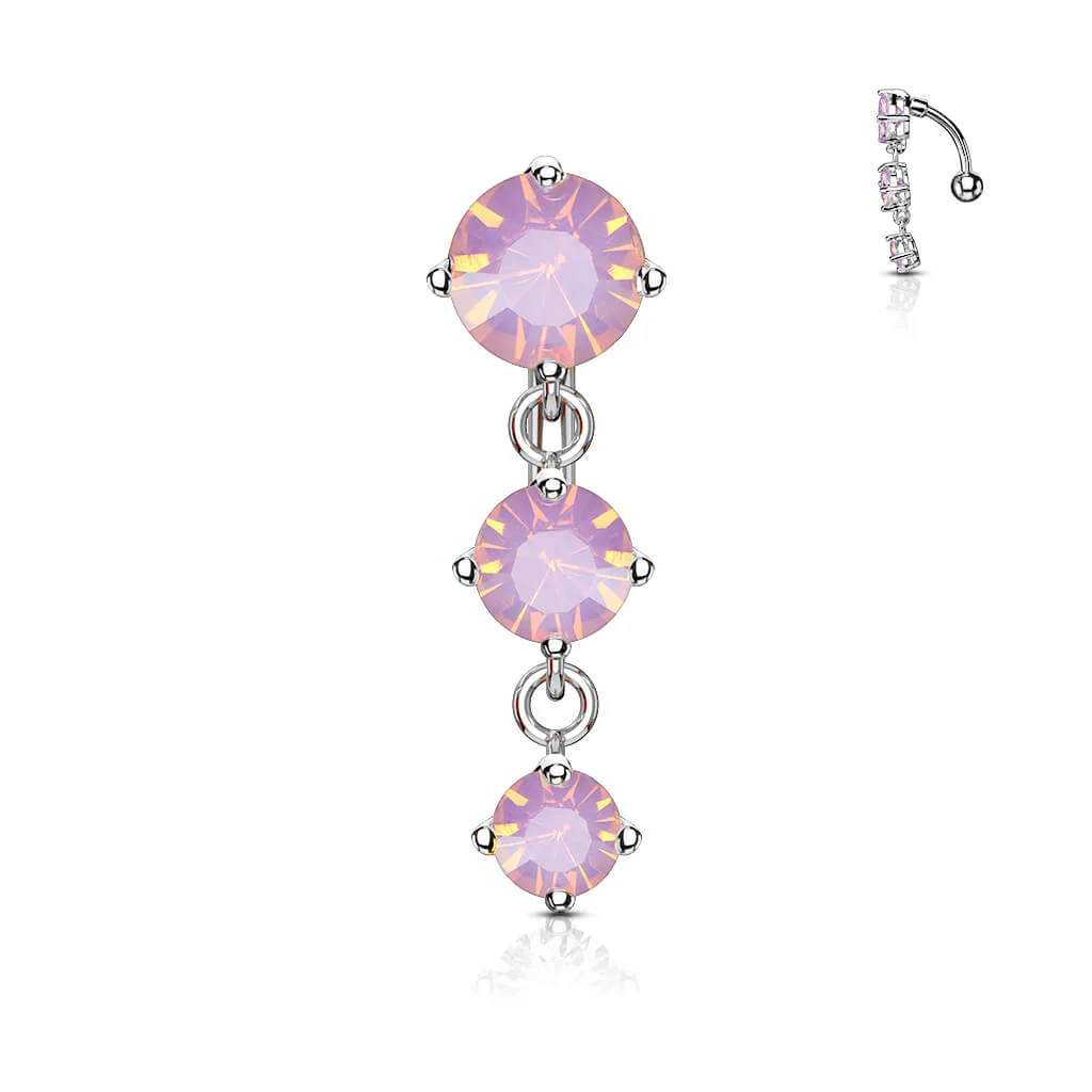 Bauchnabelpiercing Top Down 3 Zirkonia beweglich - Image 4