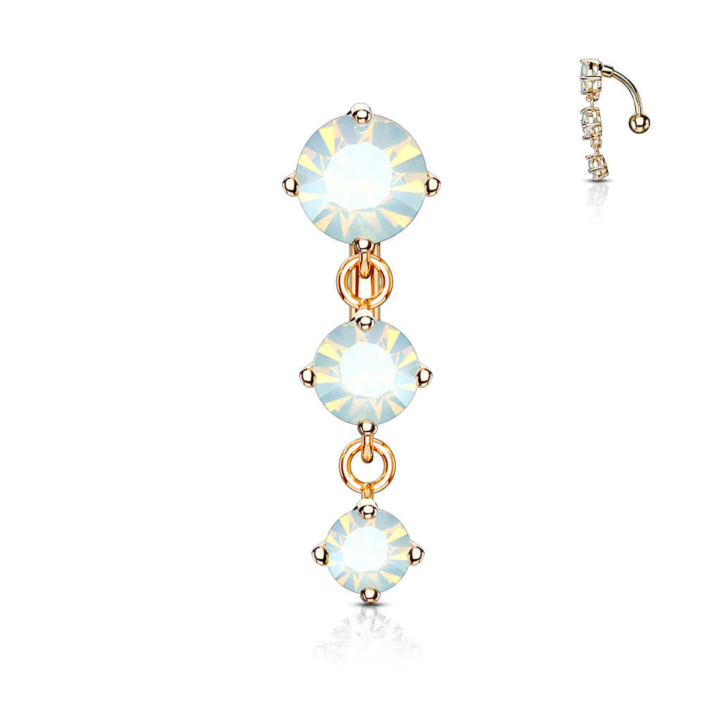 Bauchnabelpiercing Top Down 3 Zirkonia beweglich - Image 5