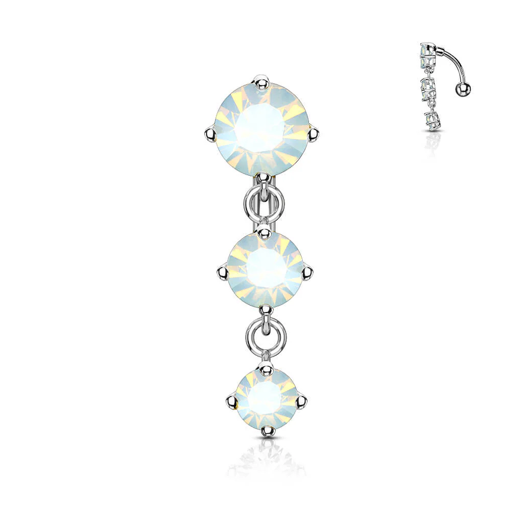 Bauchnabelpiercing Top Down 3 Zirkonia beweglich - Image 6