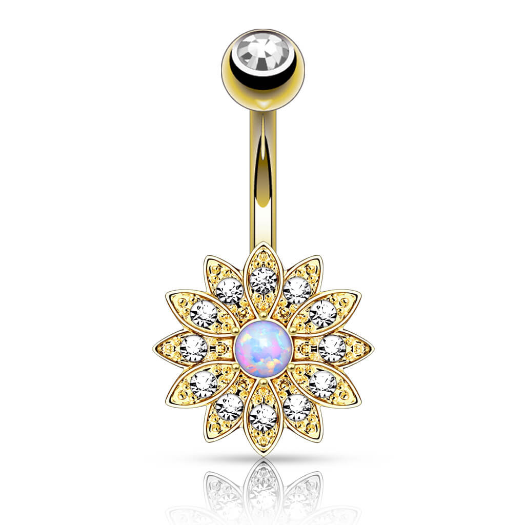 Bauchnabelpiercing Blume Zirkonia Opal - Image 2