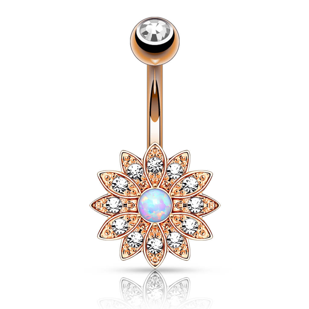 Bauchnabelpiercing Blume Zirkonia Opal - Image 3