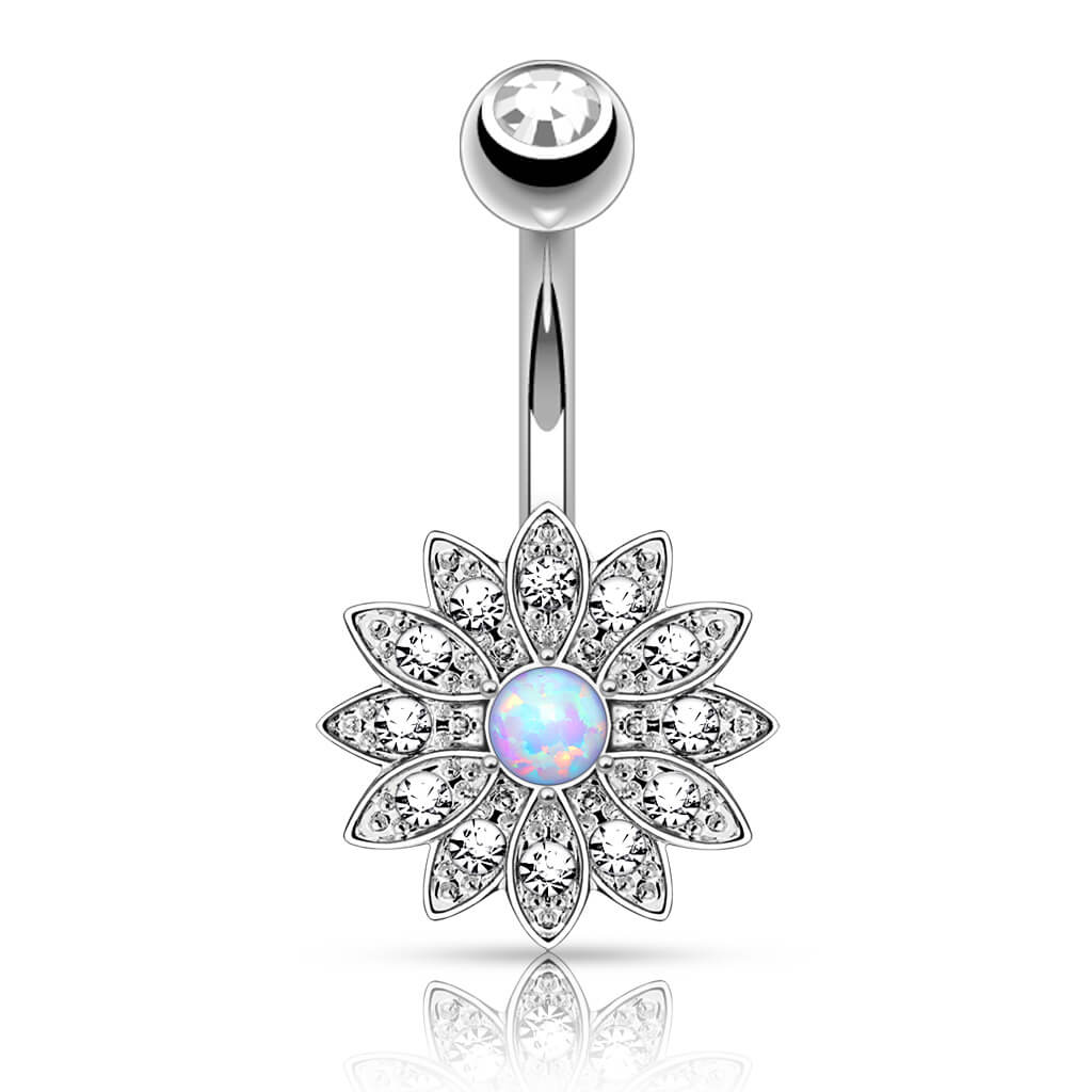 Bauchnabelpiercing Blume Zirkonia Opal - Image 4