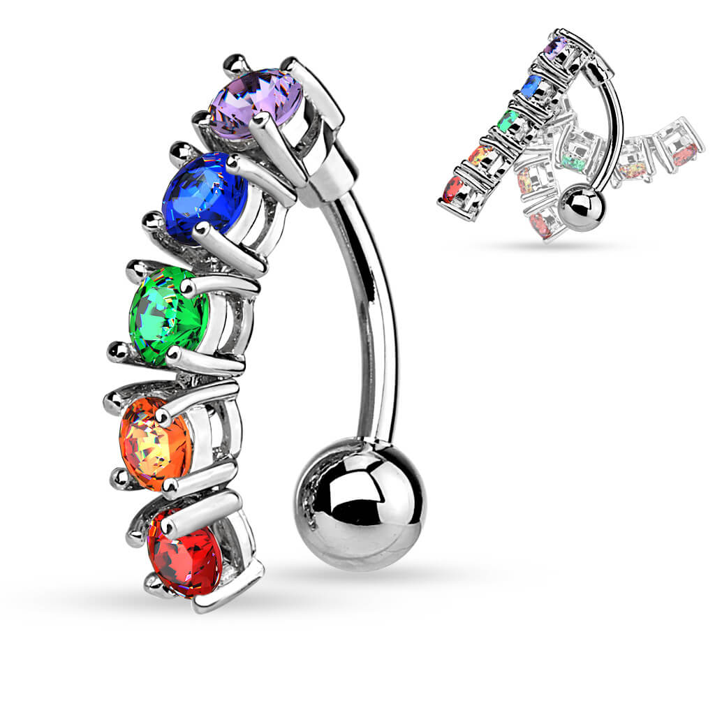 Bauchnabelpiercing 5 Zirkonia Bunt - Image 6