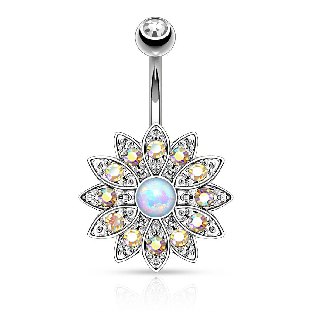 Bauchnabelpiercing Blume Zirkonia Opal - Image 2